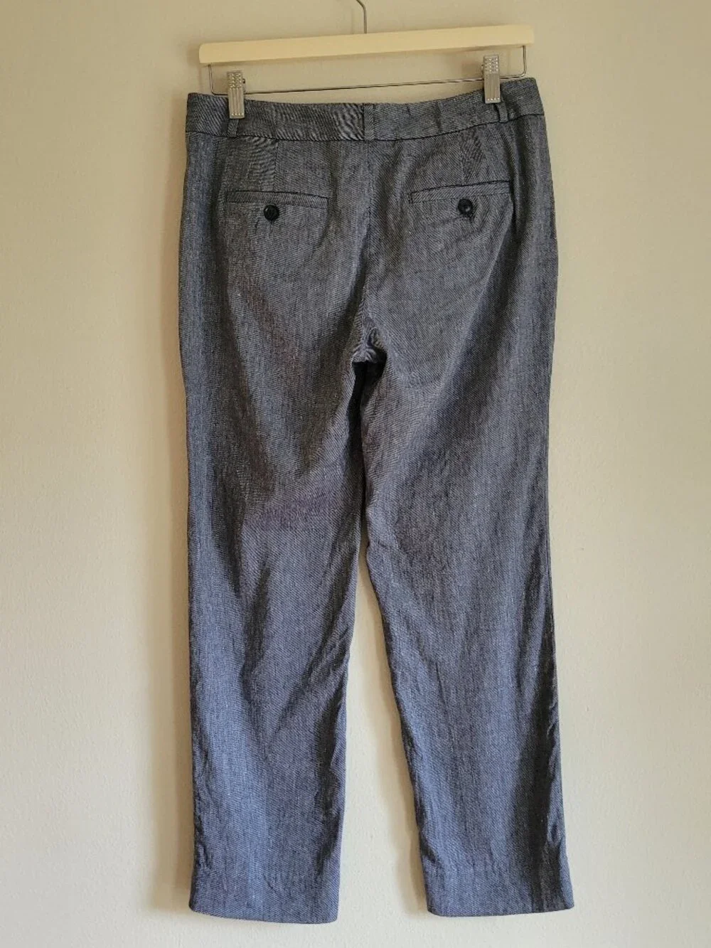 Banana Republic Womens Linen Cotton Blend Cropped Ankle Pants Dark Grey Sz 4